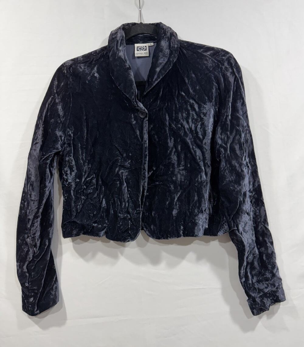 Johnny Was Vintage Velvet Blue Shrug Sz L Unique Designer Boho Holiday